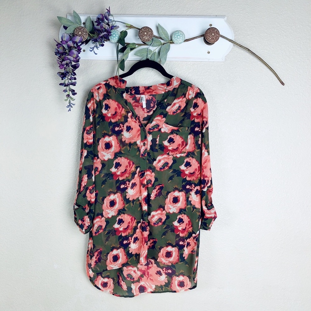 Live 4 Truth | Sheer Floral Long Sleeve 💚